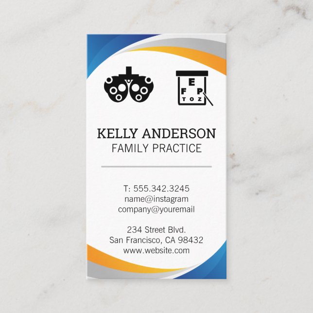 Doctor | Practice MD | Optometrist Business Card (Front)