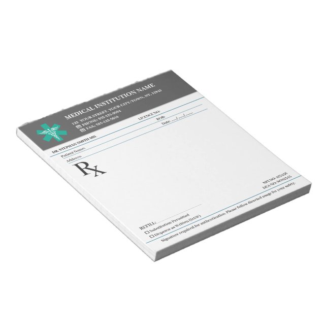 Doctor Prescription Medical RX Pad – Charcoal Grey (Angled)