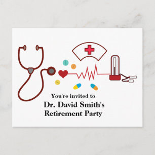 Doctor retirement invitation postcard