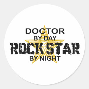 Doctor Rock Star Night Classic Round Sticker