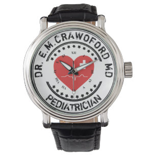 Doctor Rubber Stamp Heart ECG With Your Name Watch