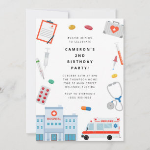 Doctor Scrubs Birthday Party Invitation
