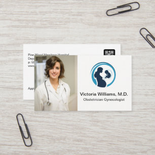 Doctor Smiling   Obstetrician Gynaecologist Logo Business Card