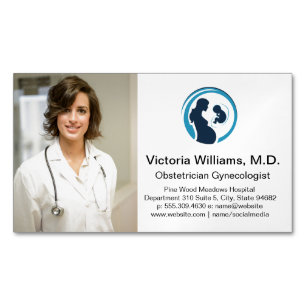 Doctor Smiling   Obstetrician Gynaecologist Logo Magnetic Business Card