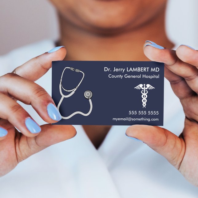 Doctor Stethoscope Blue Business Card (Creator Uploaded)