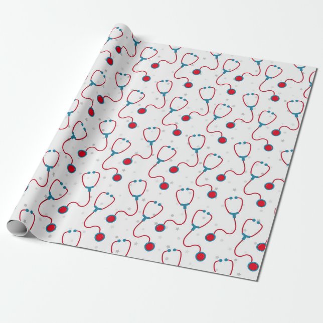 Doctor stethoscope medical student gift wrapping paper (Unrolled)