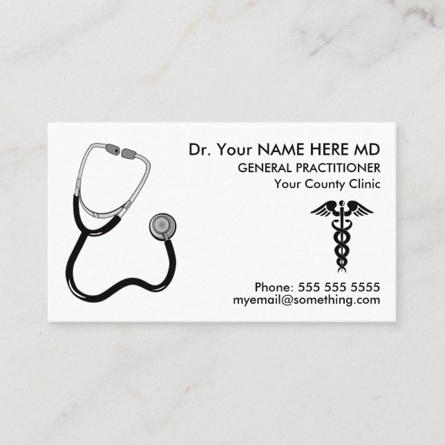 Doctor Stethoscope White Appointment Business Card (Front)
