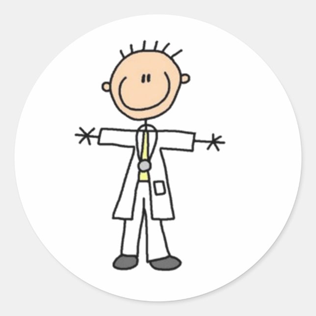 Doctor Stick Figure Classic Round Sticker (Front)