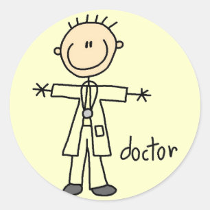 Doctor Stick Figure Classic Round Sticker