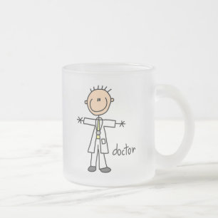 Doctor Stick Figure Frosted Glass Coffee Mug