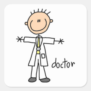 Doctor Stick Figure Square Sticker