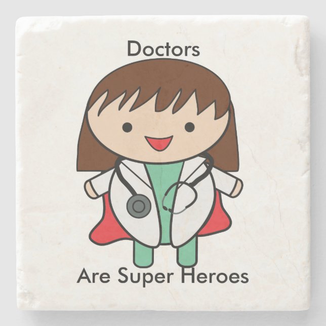 Doctor Super Hero Kawaii Female Personalise  Stone Coaster (Front)