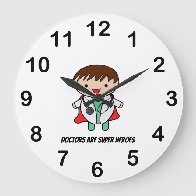 Doctor Super Hero National Doctors Day Personalise Large Clock (Front)