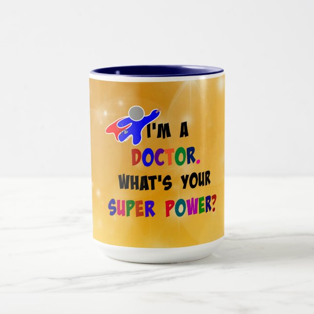Doctor Superhero, colourful custom design Mug (Center)