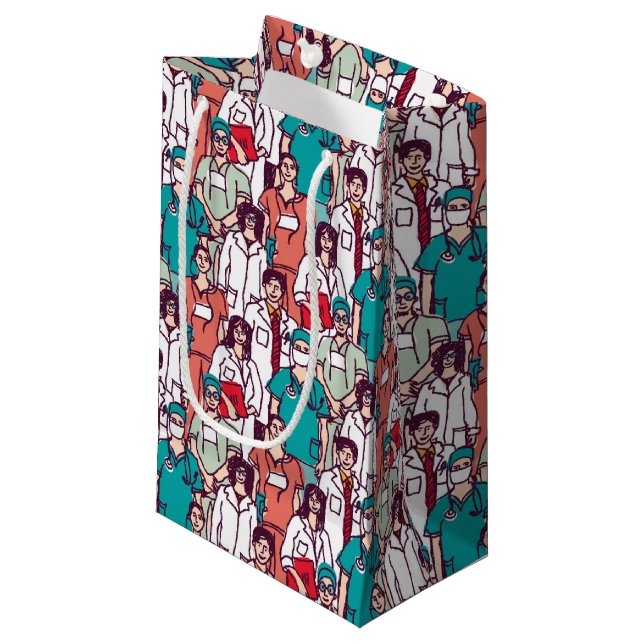 Doctor & Surgeon Pattern Small Gift Bag (Front Angled)