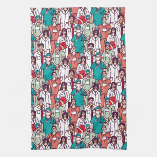 Doctor & Surgeon Pattern Tea Towel