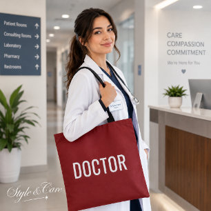 DOCTOR Text Statement Customisable White Tote Bag