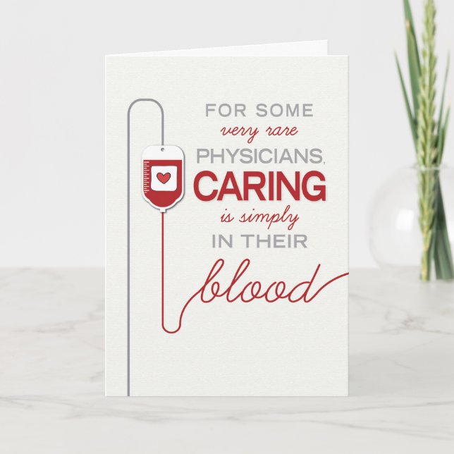 Doctor Thanks - Caring is in their Blood Thank You Card (Front)