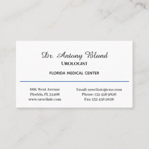 Doctor Urologist Simple Navy Blue Business Card