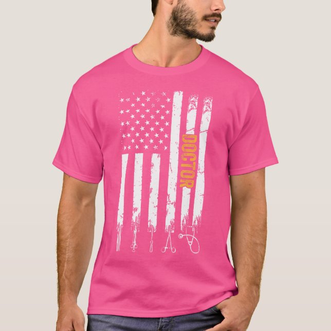 Doctor Us Flag - Hospital Doctor Doctor Life T-Shirt (Front)