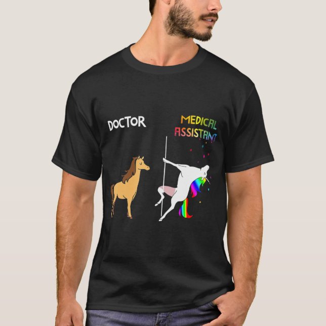 Doctor Vs Medical Assistant Unicorn Dancing T-Shirt (Front)