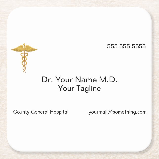 Doctor white square paper coaster (Front)
