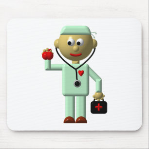 Doctor with Apple and Medical Bag Mouse Mat