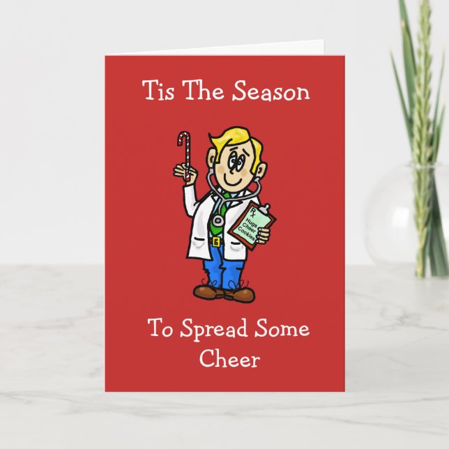 Doctor with Candy Cane Christmas Card (Front)