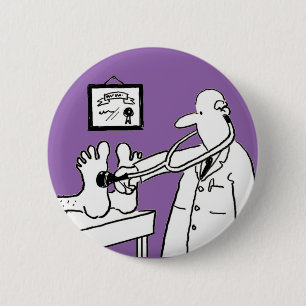 Doctor with Stethoscope Checking Feet 6 Cm Round Badge