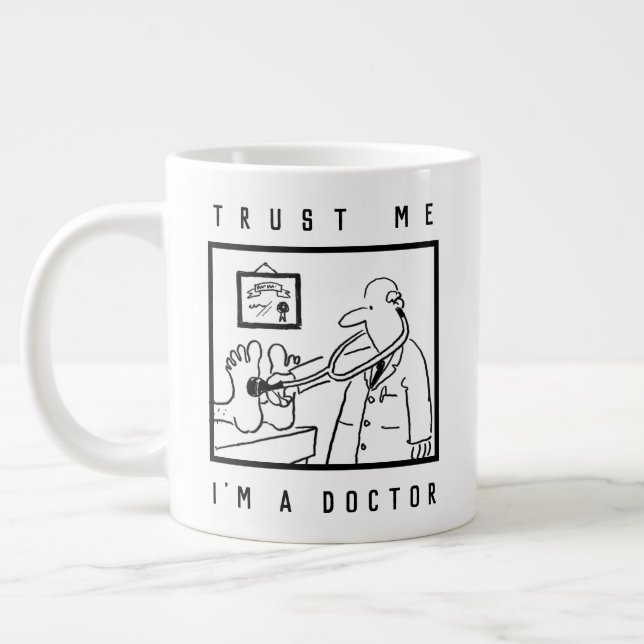 Doctor with Stethoscope Checking Feet Large Coffee Mug (Left)