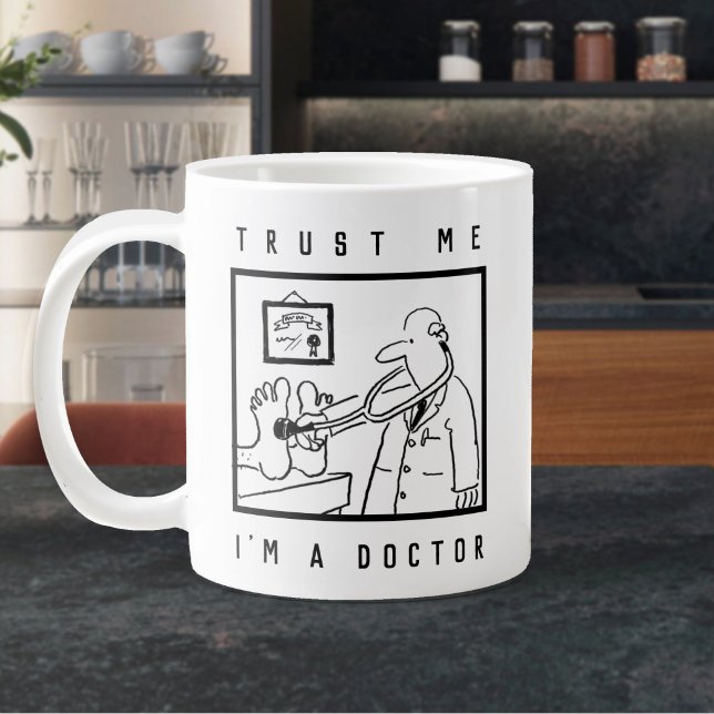 Doctor with Stethoscope Checking Feet Large Coffee Mug (Trust Me I'm a Doctor Large Mug)