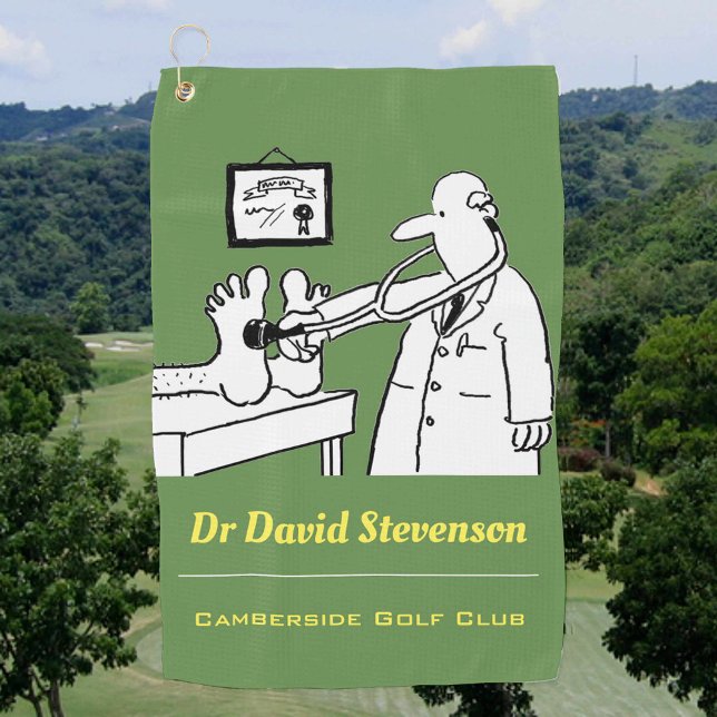 Doctor with Stethoscope & Green Background Golf Towel (Creator Uploaded)