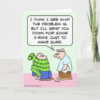 Doctor x-rays guy wrapped in snake card