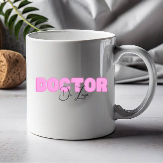 Doctorate Graduation Pink Black Name Degree Coffee Mug