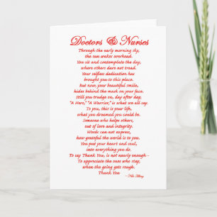 Doctors and Nurses Appreciation Gift Poem Card