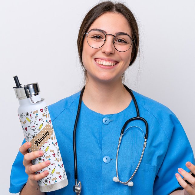 Doctor's and Nurse's Supplies Cute Personalised Water Bottle (Creator Uploaded)