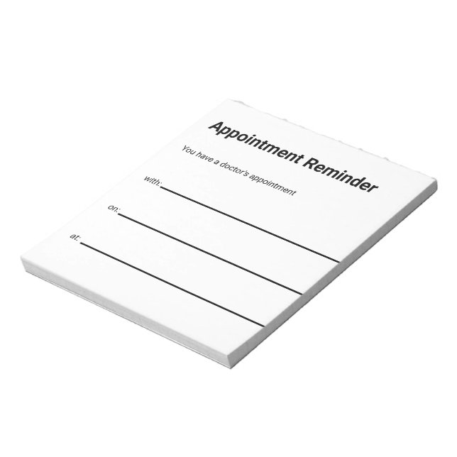 Doctor's Appointment Reminder for Patient Business Notepad (Rotated)