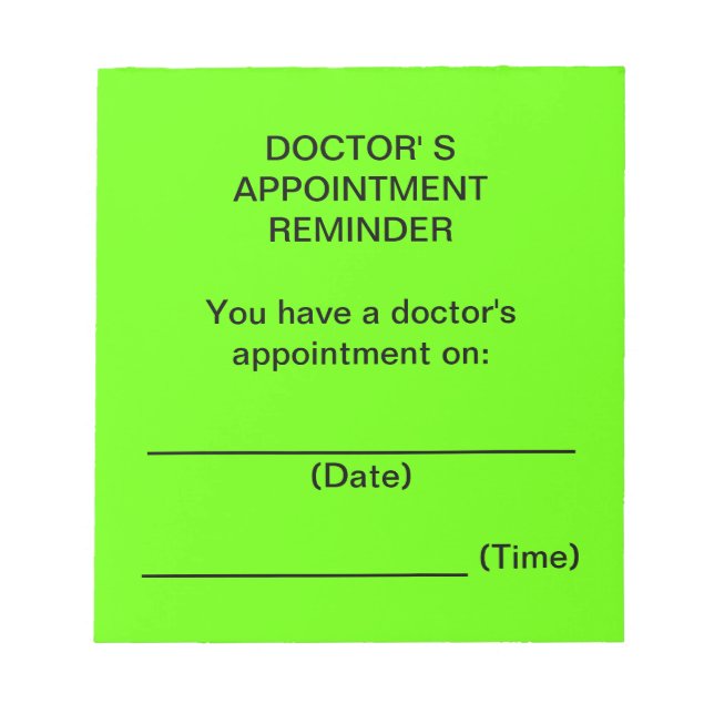 Doctor's Appointment Reminder Notes (Bright Green) (Front)