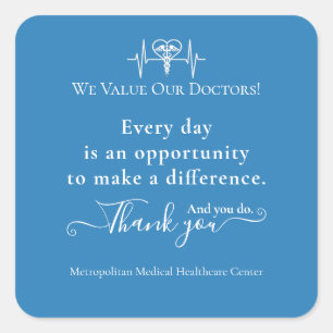 Doctors Appreciation Week Healthcare Symbol Bulk Square Sticker