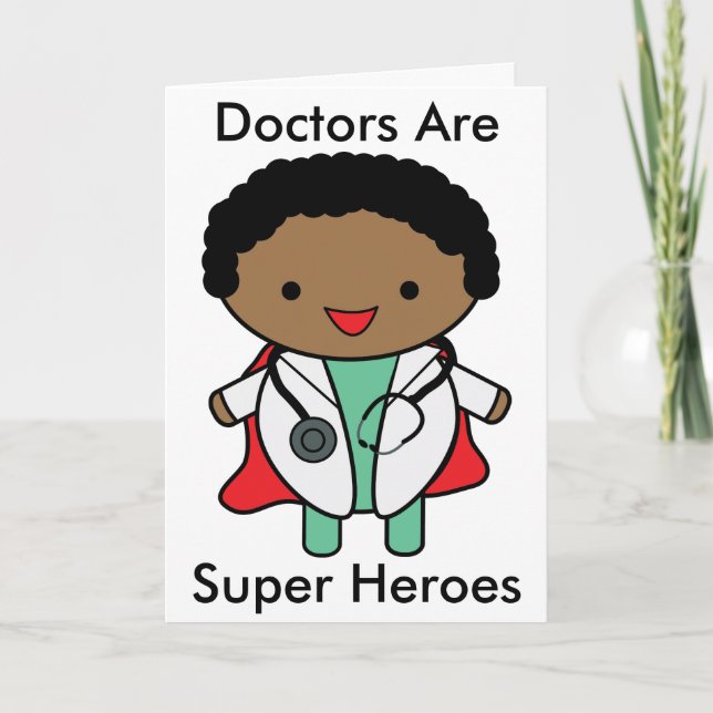 Doctors Are Super Heroes Black Personalise Thank You Card (Front)