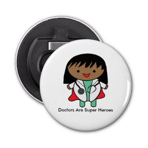 Doctors Are Super Heroes Female Black Personalise Bottle Opener