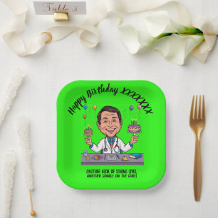 DOCTORS BIRTHDAY PARTY GREEN ANTISTRESS PAPER PLATE
