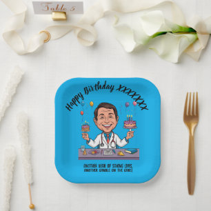 DOCTORS BIRTHDAY PARTY GREEN ANTISTRESS PAPER PLATE