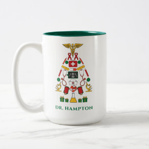 Doctors Christmas Holiday Personalised Medic Two-Tone Coffee Mug