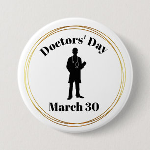 Doctor's Day Male Doctor Silhouette Button