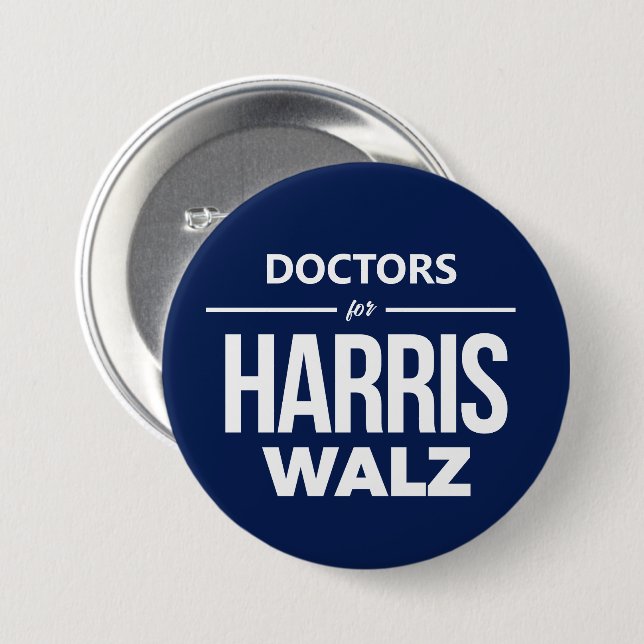 Doctors for Harris Walz 7.5 Cm Round Badge (Front & Back)