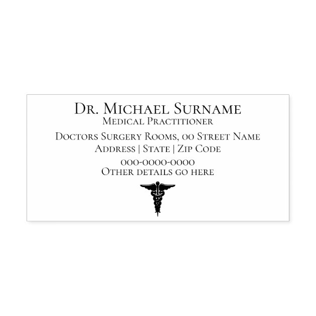 Doctors Medical Professionals DIY caduceus Self inking Stamp Zazzle