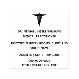 Doctors Medical Professionals DIY caduceus square Self-inking Stamp