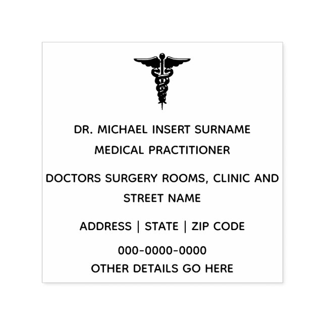 Doctors Medical Professionals DIY caduceus square Self-inking Stamp (Design)