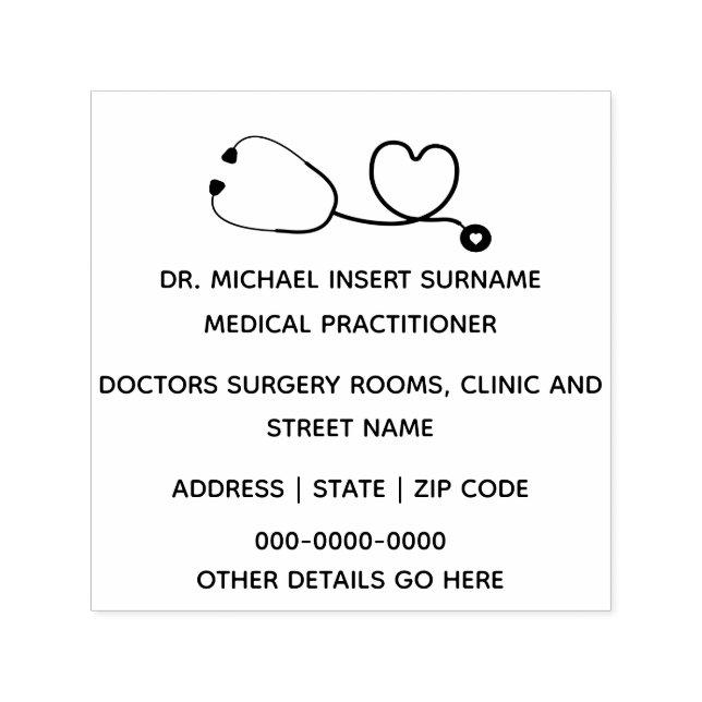 Doctors Medical Professionals DIY stethoscope Self-inking Stamp (Design)